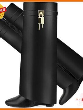 Pointed Toe Over Knee Boots Wedge Heel Pull On Side Zipper